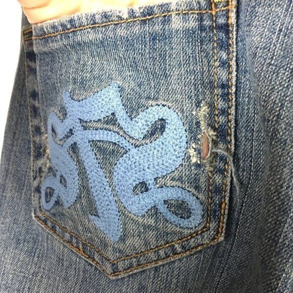 Seven7 Jeans Women's Size 31 Flare Bootcut Flaws 31x32 8" Mid Rise - Picture 7 of 8